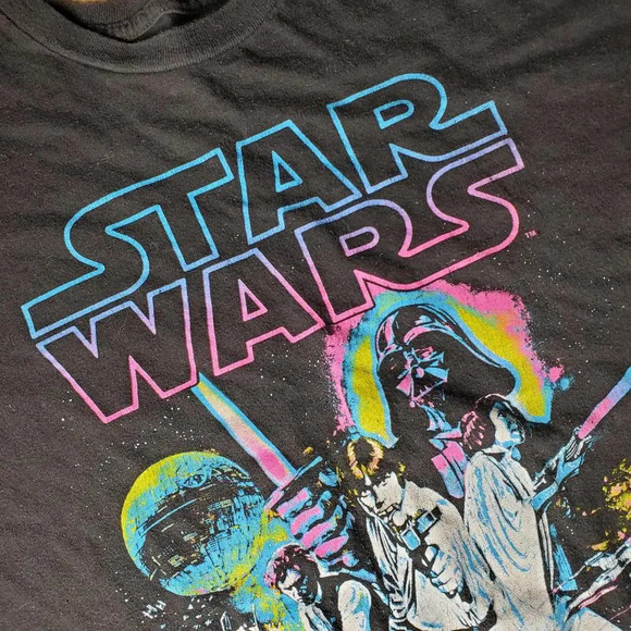 Star Wars Boys XL Neon Hope Poster Crew Neck Graphic T-Shirt - Picture 11 of 15